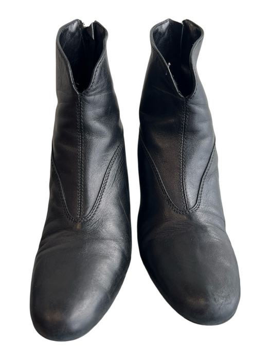 Franco Viscon Shoe Size 37.5 Black Leather Almond Toe Back Zip Booties Black / 37.5
