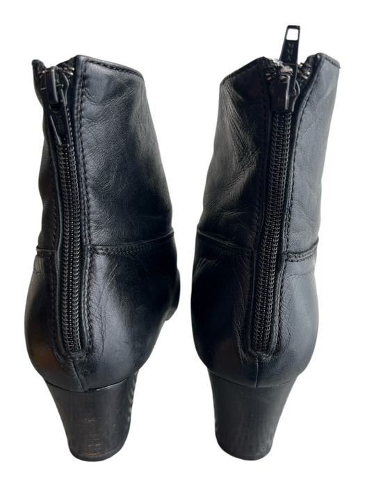 Franco Viscon Shoe Size 37.5 Black Leather Almond Toe Back Zip Booties Black / 37.5