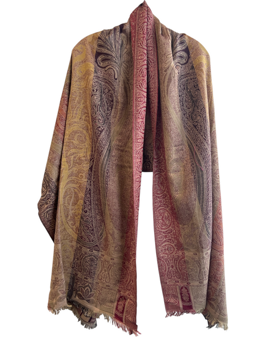 Brooks Brothers Brown Wool & Viscose Paisley Fringe scarf Brown / L