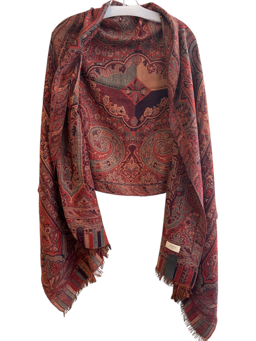 Juzui Brown & Multi No Fabric Tag Woven Paisley & Abstract scarf Brown & Multi / L