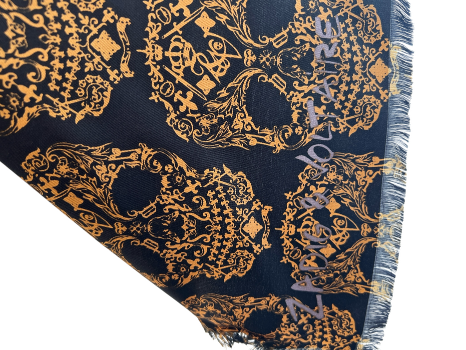 Zadig & Voltaire Black & Yellow Silk Skulls scarf Black & Yellow