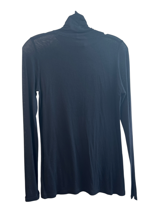 Vince Size S Black Viscose Blend Semi Sheer Solid turtle neck Long Sleeve Top Black / S