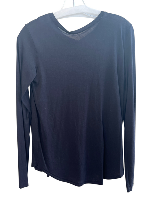 Vince Size S Black Cotton Long Sleeve Scoop Neck Basic Tee Top Black / S