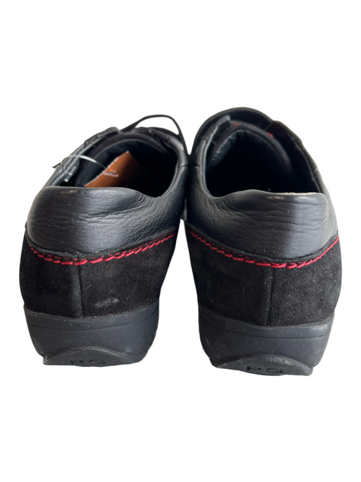 Paul Green Shoe Size 6.5 Black Leather Suede Red Stitching Velcro Strap Shoes Black / 6.5