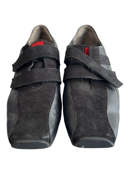 Paul Green Shoe Size 6.5 Black Leather Suede Red Stitching Velcro Strap Shoes Black / 6.5