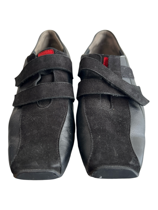 Paul Green Shoe Size 6.5 Black Leather Suede Red Stitching Velcro Strap Shoes Black / 6.5