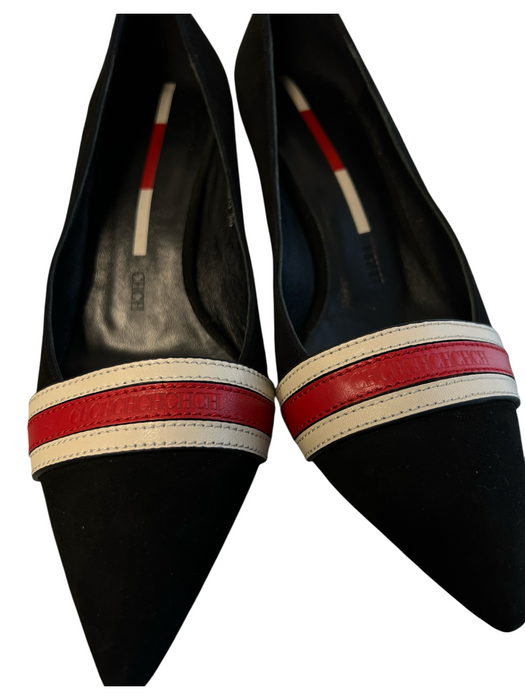 Carolina Herrera Shoe Size 36 Black Suede leather Leather Detail Stripe Heels Black / 36