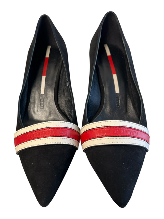 Carolina Herrera Shoe Size 36 Black Suede leather Leather Detail Stripe Heels Black / 36