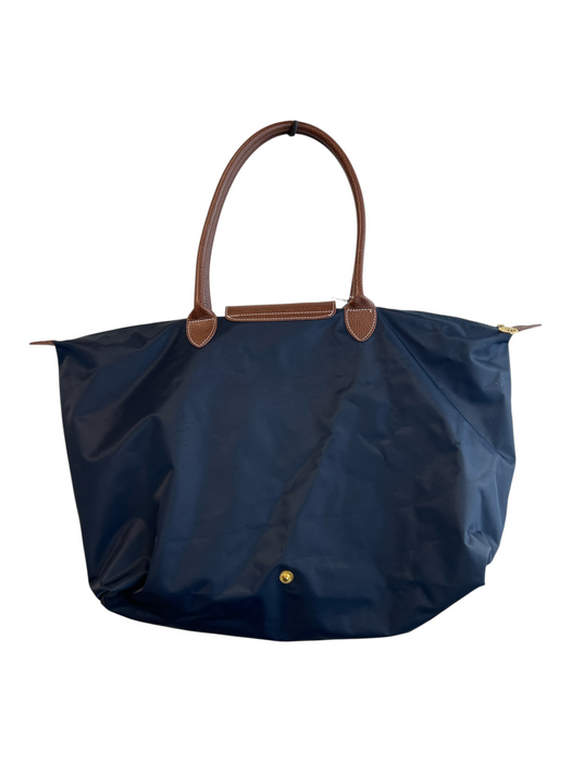 Longchamp Navy Nylon & Leather Double Handle Top Zip Foldable Tote Bag Navy / Large