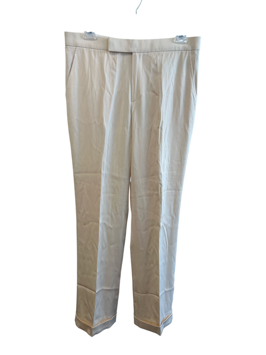 Ralph Lauren Purple Label Size 8 Cream Silk Zip Fly Side Pocket Cuffed Hem Pants Cream / 8