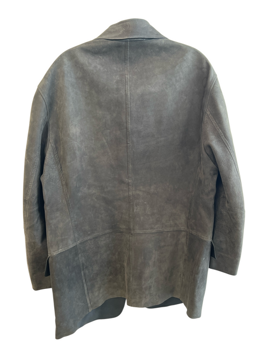 Donna Karan Collection Size Large Black Goat Skin Front Button Pockets Coat Black / Large