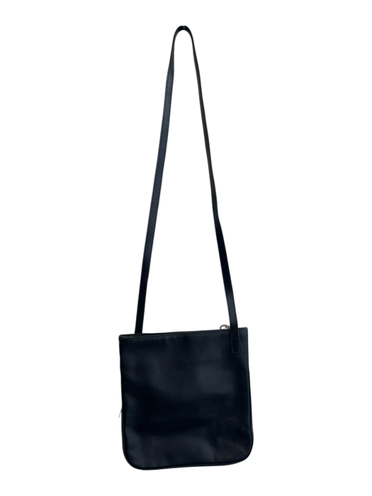 Longchamp Black Leather Grained Solid embossed logo Crossbody Purse Black