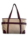 Bvlgari Beige Canvas Leather trim Logo Plaque Top Zip Tote Purse Beige