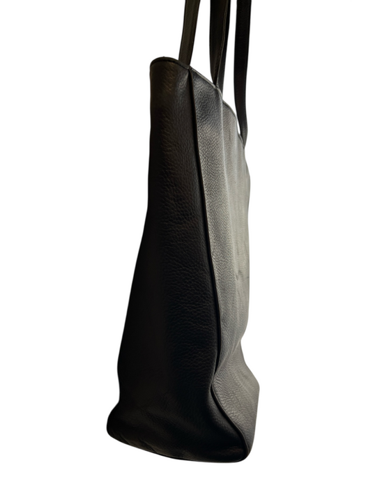Jil Sander Black Leather Zip Close Two Handles Tote Bag Black