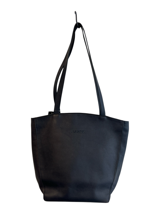 Jil Sander Black Leather Zip Close Two Handles Tote Bag Black