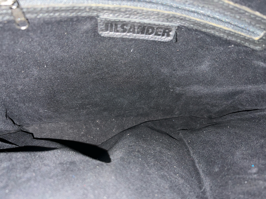 Jil Sander Black Leather Zip Close Two Handles Tote Bag Black