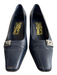 Salvatore Ferragamo Shoe Size 6.5 Navy Blue Leather Pointed Square Toe Heels Navy Blue / 6.5