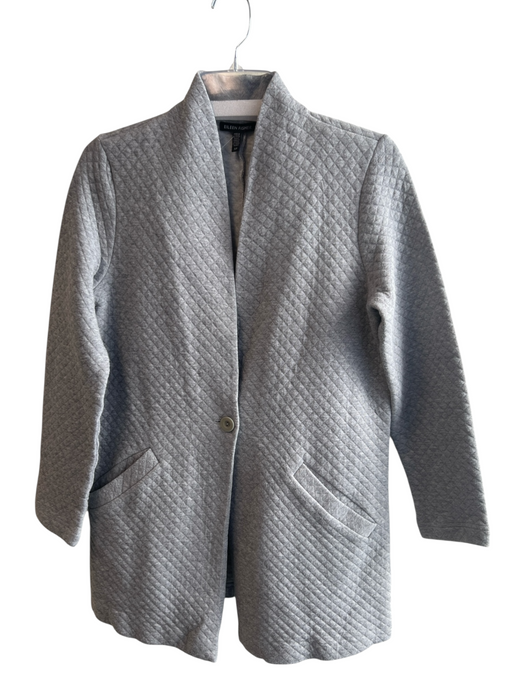Eileen Fisher Size S Gray Cotton Blend Single Button Quilted Front Pocket Jacket Gray / S