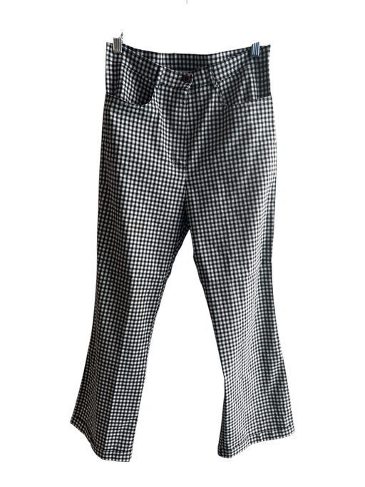 Sharagano Size L Black & White Viscose Blend Zip Fly Gingham Front Pocket Pants Black & White / L