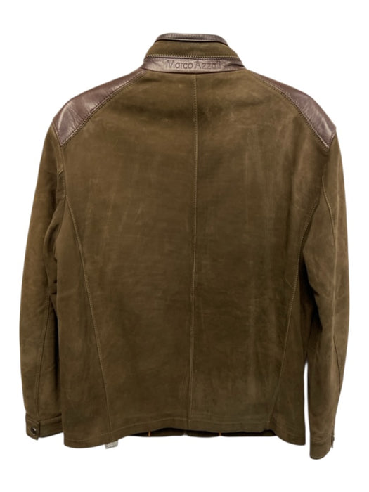 Marco Azzali Size Est L Brown Leather Solid Zip UP Men's Jacket Brown / Est L