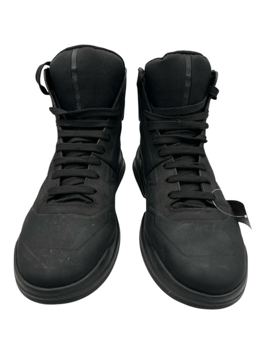 Prada Shoe Size 11 AS IS Black Leather Solid High Top Laces Men's Shoes Black / 11
