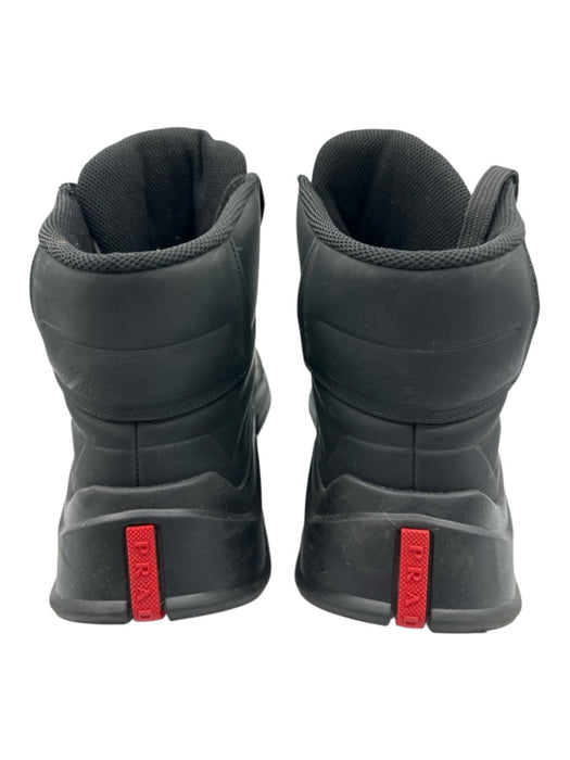 Prada Shoe Size 11 AS IS Black Leather Solid High Top Laces Men's Shoes Black / 11