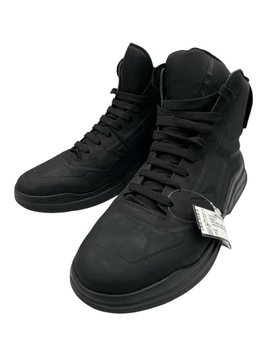 Prada Shoe Size 11 AS IS Black Leather Solid High Top Laces Men's Shoes Black / 11