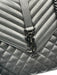 Yves Saint Laurent Black Sheepskin Magnetic Flap Quilted Chevron Bag Black / L