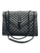 Yves Saint Laurent Black Sheepskin Magnetic Flap Quilted Chevron Bag Black / L