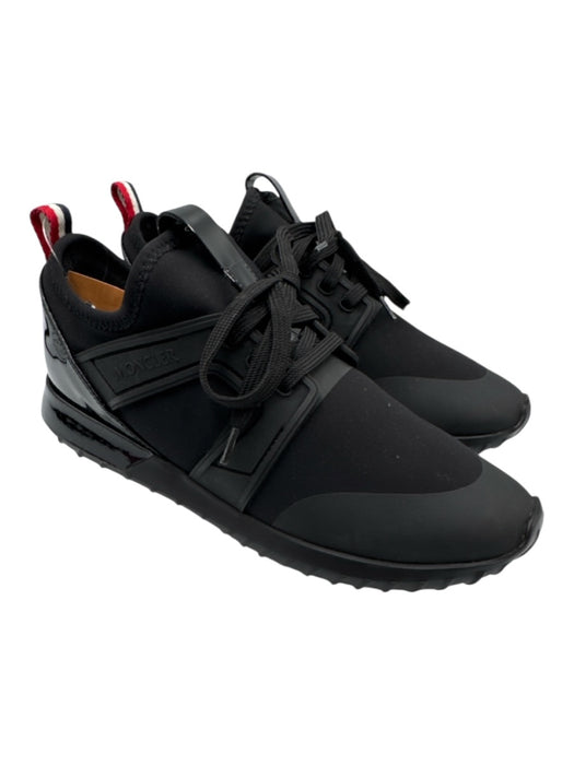 Moncler Shoe Size 39 Black Neoprene Nylon Lace Up Leather Slip On Sneakers Black / 39