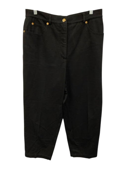 St. John Sport Size 14 Black Cotton Blend High Rise pleat front Tapered Jeans Black / 14