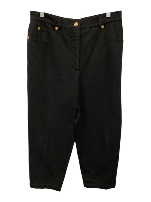 St. John Sport Size 14 Black Cotton Blend High Rise pleat front Tapered Jeans Black / 14