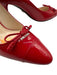 Prada Shoe Size 38 Red Patent Leather Bow Pointed Toe Mid Heel Logo Pumps Red / 38