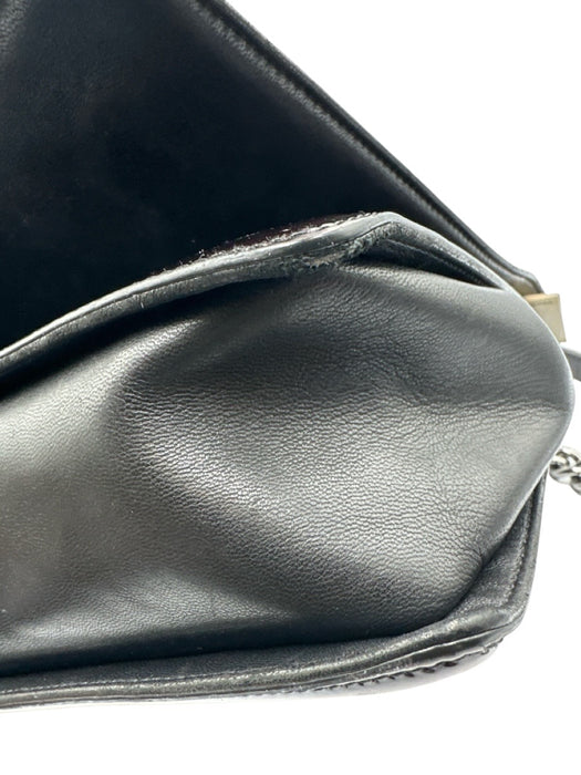 Chanel Dark Brown & Black Patent Leather Flap Quilted Pinch Lock Chain Strap Bag Dark Brown & Black / Large