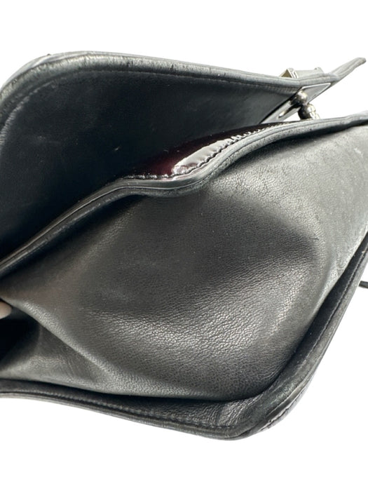 Chanel Dark Brown & Black Patent Leather Flap Quilted Pinch Lock Chain Strap Bag Dark Brown & Black / Large