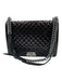 Chanel Dark Brown & Black Patent Leather Flap Quilted Pinch Lock Chain Strap Bag Dark Brown & Black / Large