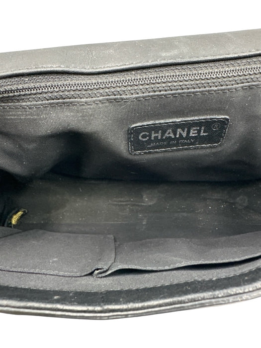 Chanel Dark Brown & Black Patent Leather Flap Quilted Pinch Lock Chain Strap Bag Dark Brown & Black / Large