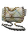 Chanel White & Multi Leather Flap Quilted Dual Tone Chain Interlocking CC Bag White & Multi / Small