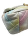 Chanel White & Multi Leather Flap Quilted Dual Tone Chain Interlocking CC Bag White & Multi / Small