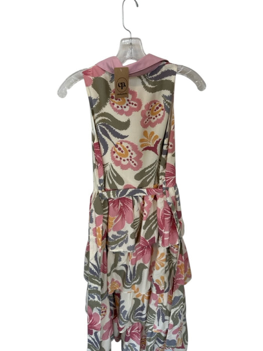 TCEC Size S Pink & White Polyester Blend Floral Multi Maxi Ruffle Dress Pink & White / S