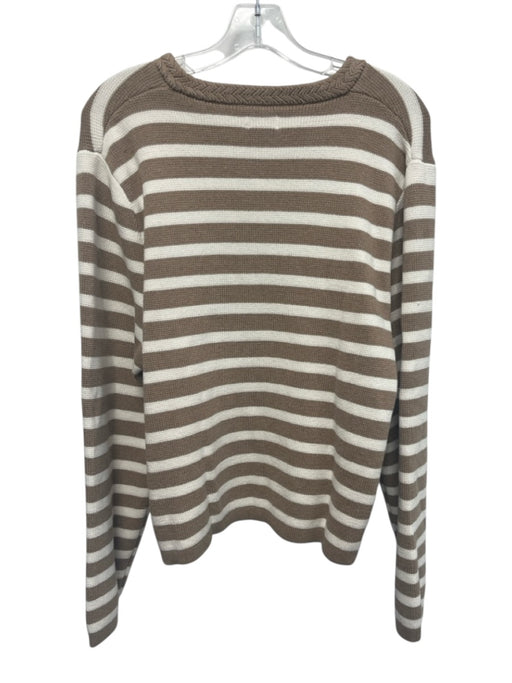 J. Crew Factory Size XL Tan & White Cotton Striped Cardigan Sweater Tan & White / XL