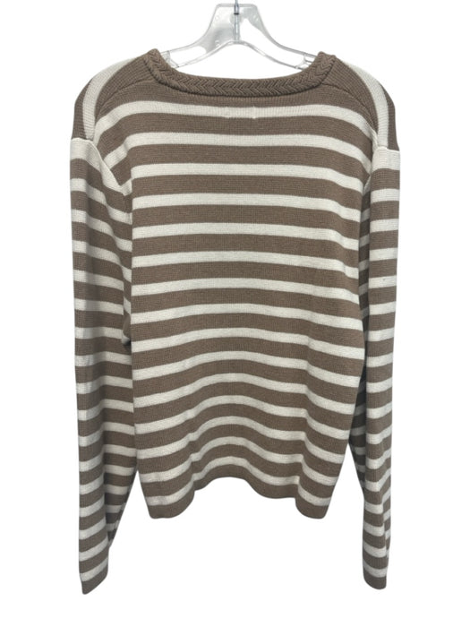 J. Crew Factory Size XL Tan & White Cotton Striped Cardigan Sweater Tan & White / XL