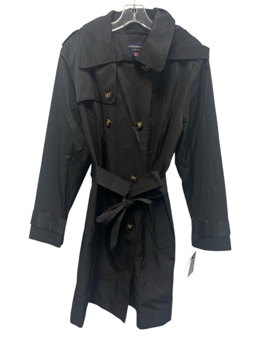London Fog Size XL Black Cotton & Polyester Double Breasted Coat Black / XL