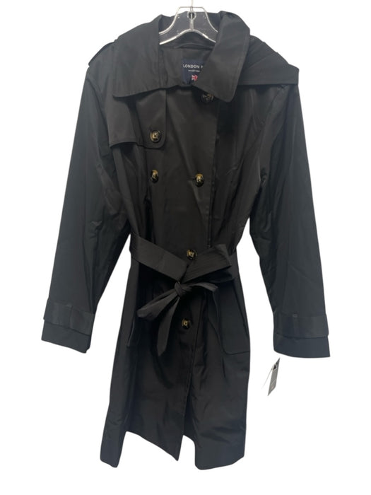 London Fog Size XL Black Cotton & Polyester Double Breasted Coat Black / XL