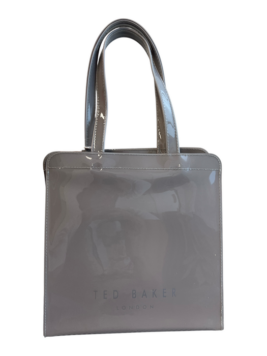 Ted Baker Gray Vinyl Tote Small Bow Detail shoulder strap Bag Gray