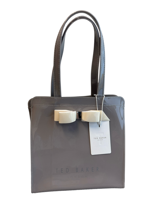 Ted Baker Gray Vinyl Tote Small Bow Detail shoulder strap Bag Gray