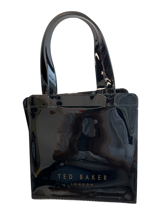 Ted Baker Black Vinyl Tote Small Bow Detail shoulder strap Bag Black