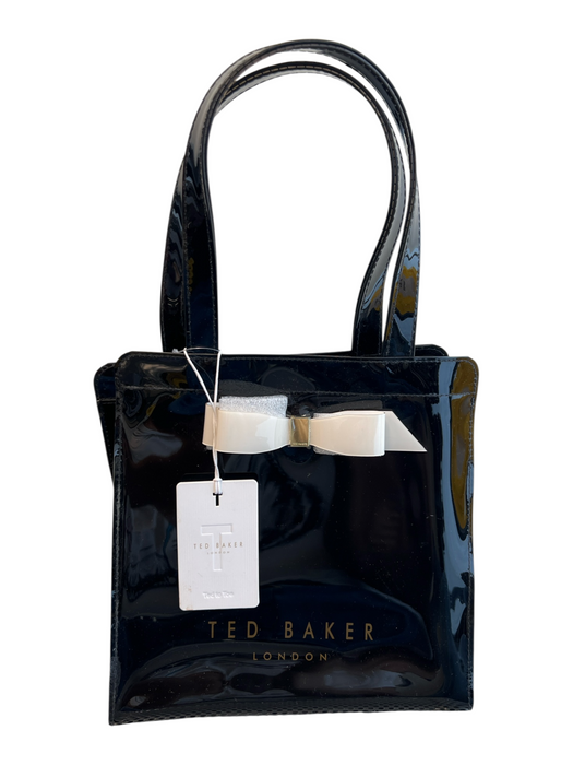 Ted Baker Black Vinyl Tote Small Bow Detail shoulder strap Bag Black