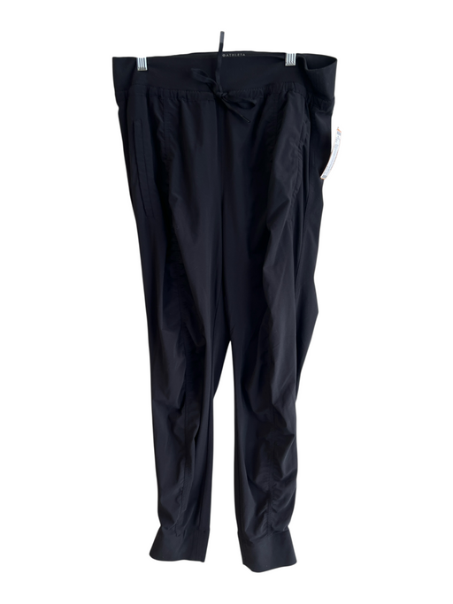Athleta Size 12 Black Polyester Elastic Drawstring Waist Zip Pocket Jogger Pants Black / 12