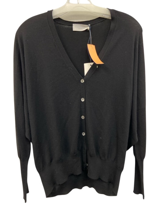 Zanone Size M Black Wood Long Sleeve Cardigan Knit Sweater Black / M